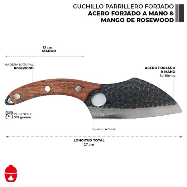 Cuchillo parrillero forjado Kamado Andino